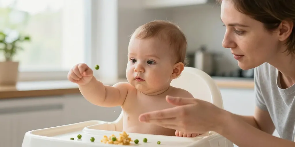 bebe jette nourriture par terre